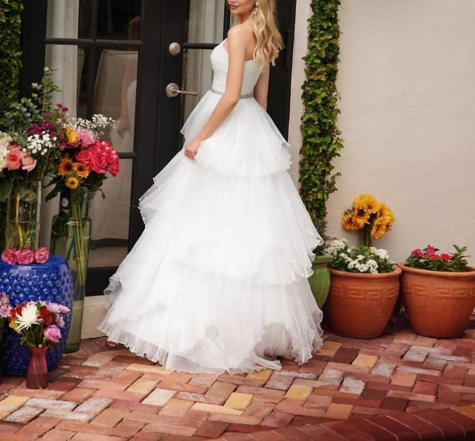 Ava Presley - One Shoulder Tiered Ruffle Ball Dress