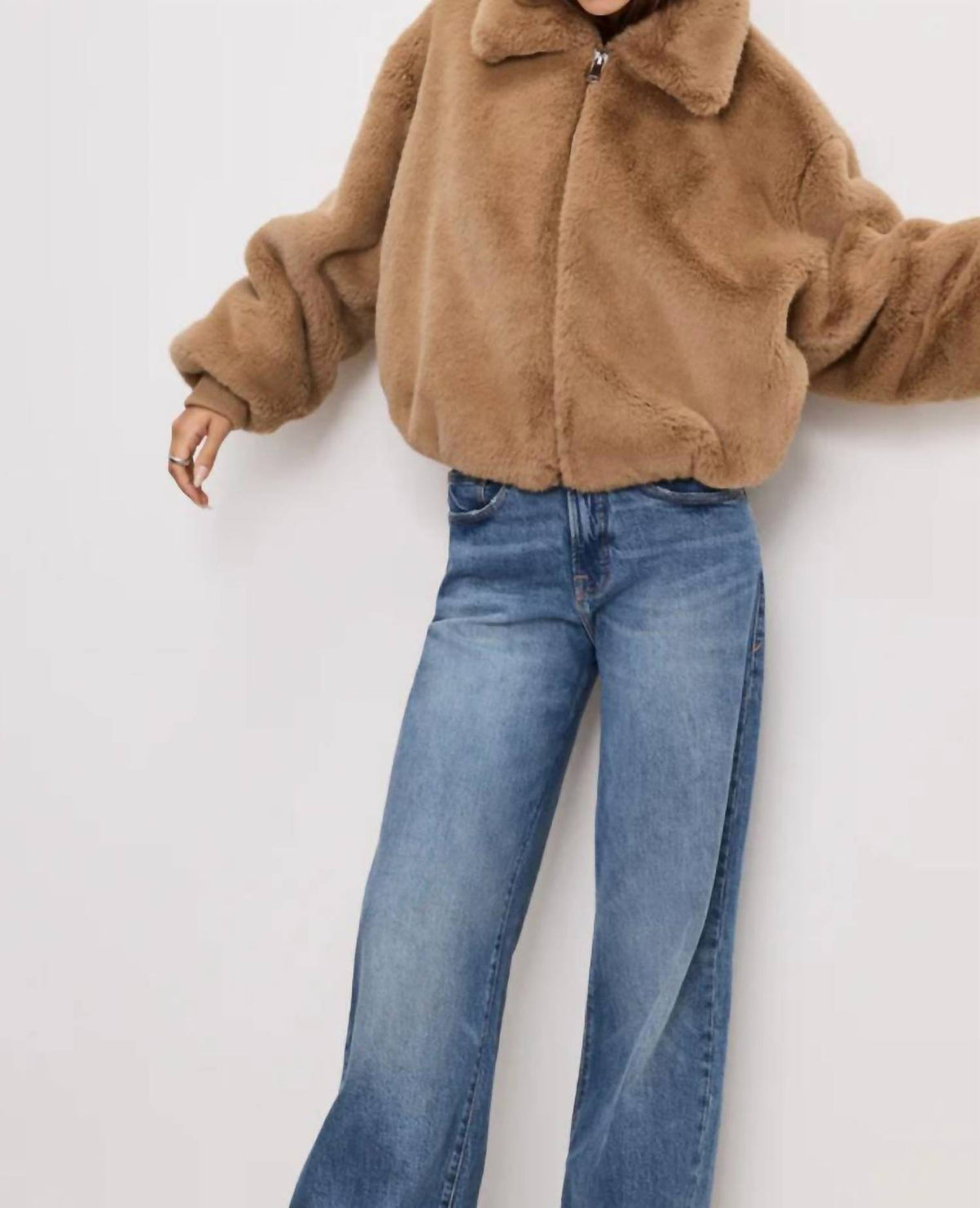 Good American - Faux Fur Collar Jacket