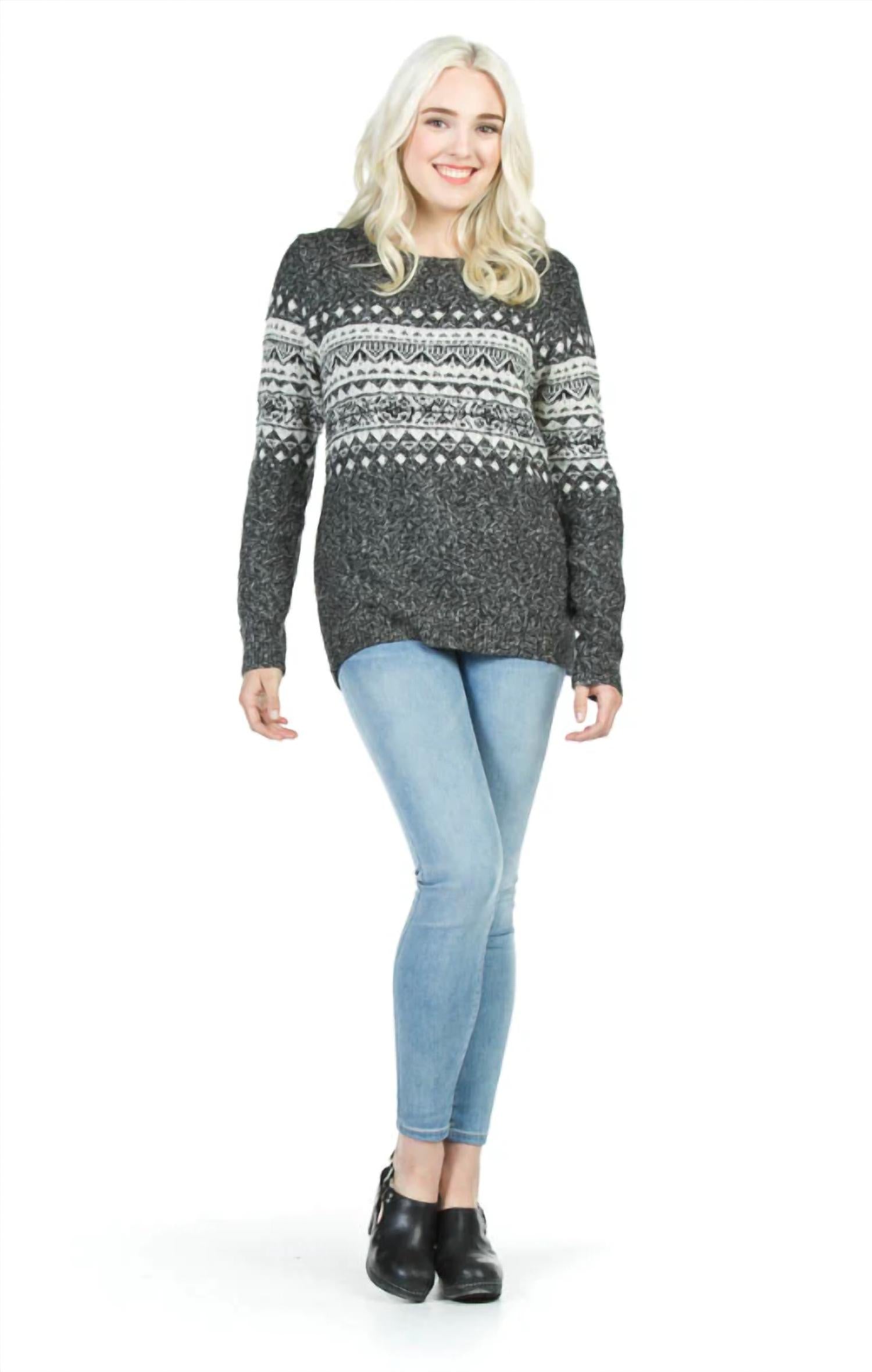 Papillon - Heathered Sweater With Fairisle Print