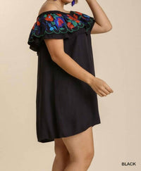 Umgee - Floral Embroidered Ruffled Dress