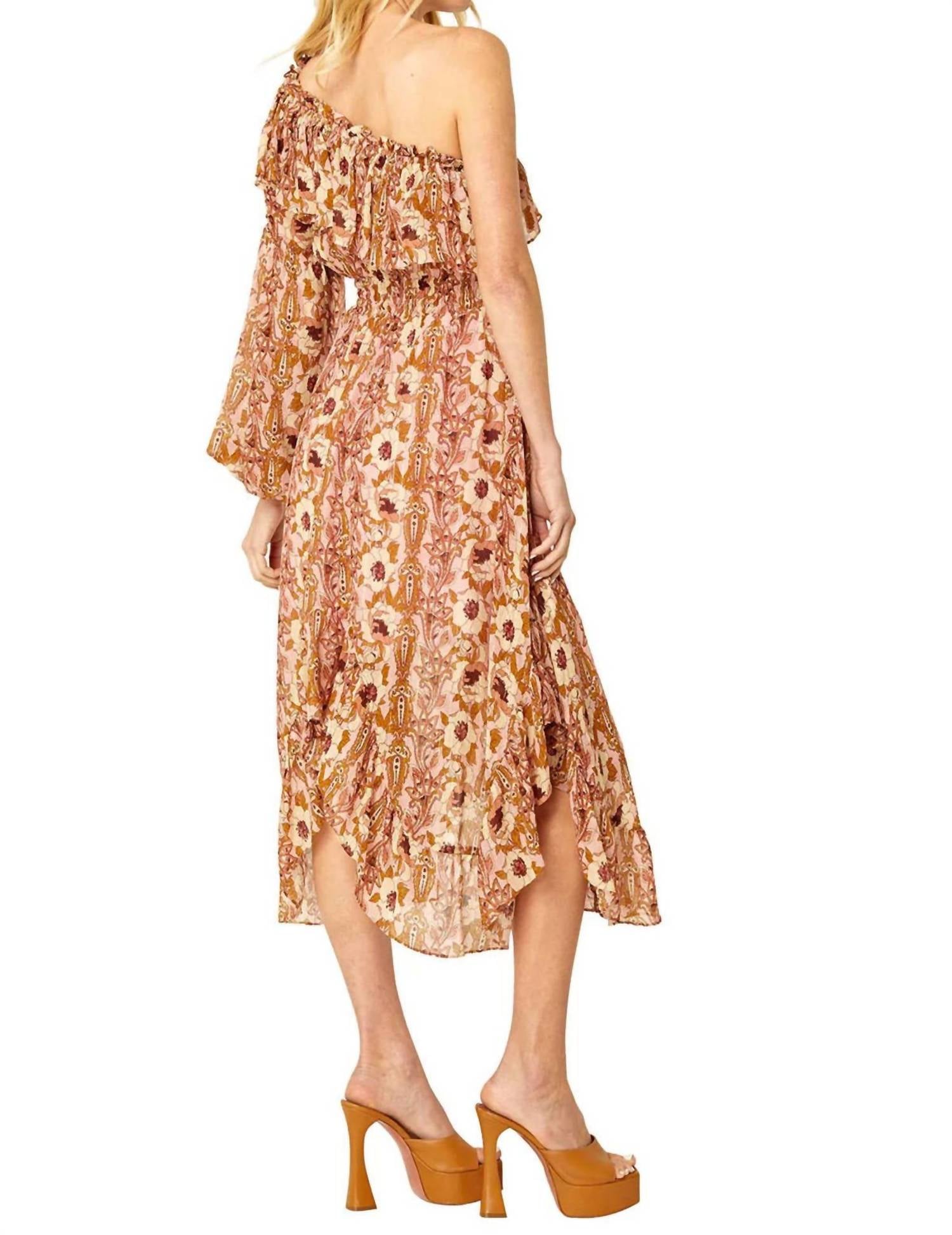 Misa Los Angeles - Vola Floral One-shoulder Dress
