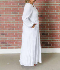 The White All In Tiered V-neck Dress in tiered v neck dress in white - women's dress - view 4