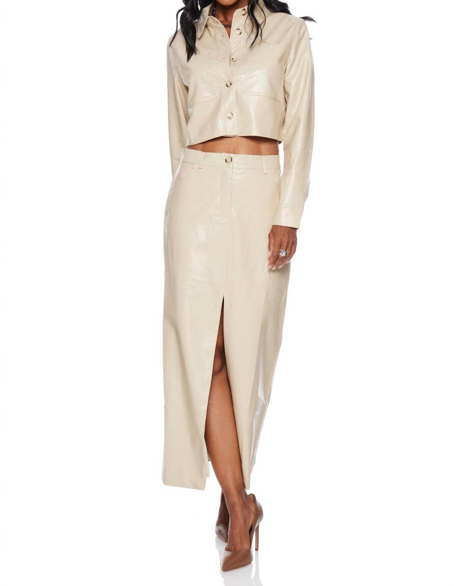 LUCY PARIS Abbot Cropped Jacket in beige - women's jacket