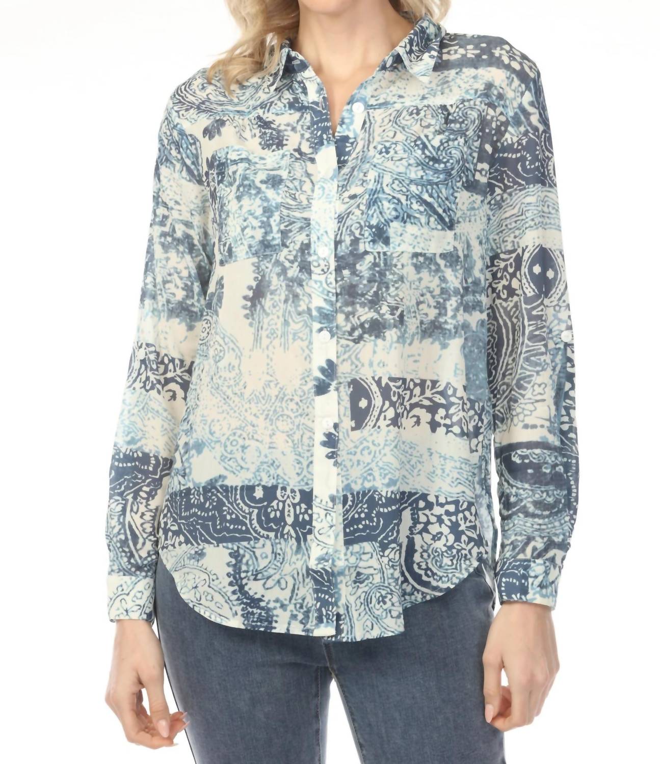 Charlie B - Printed Button-up Blouse
