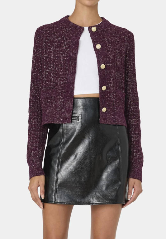 French Connection - Lurex Tweed Knit Cardigan