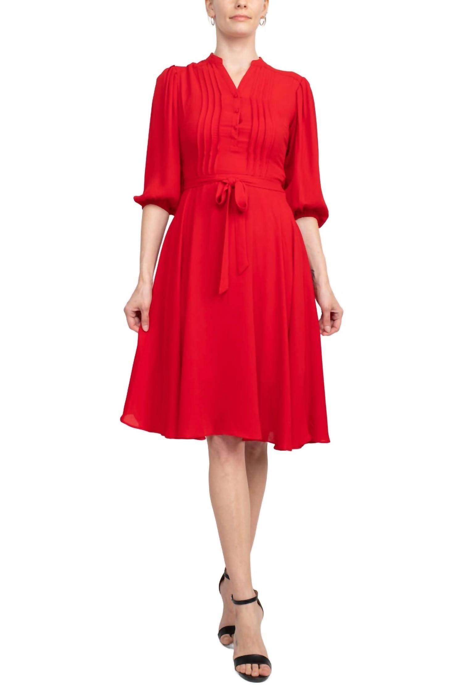 Nanette Lepore - Pleated Front Tie Waist Dress