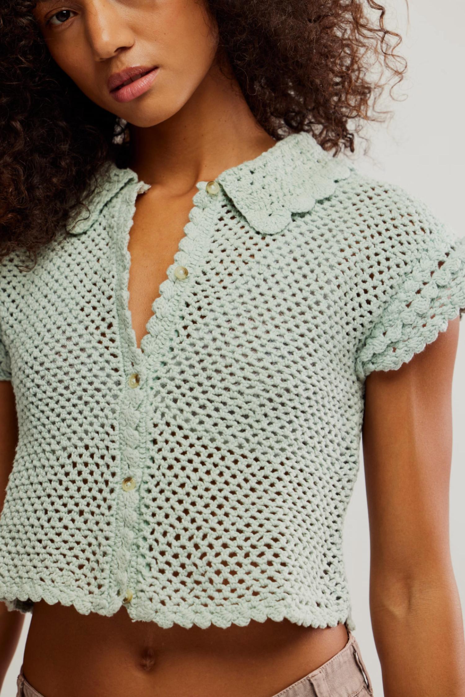Free People - Lily Crop Crochet Cardigan