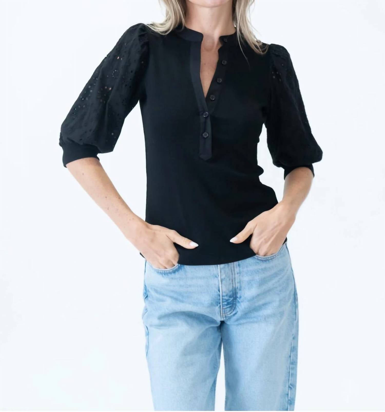 Six/Fifty - Veronica Eyelet Henley Top