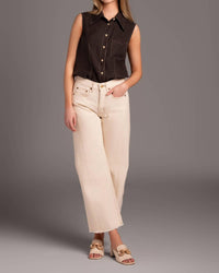 Alysi - Sleeveless Button Up Top