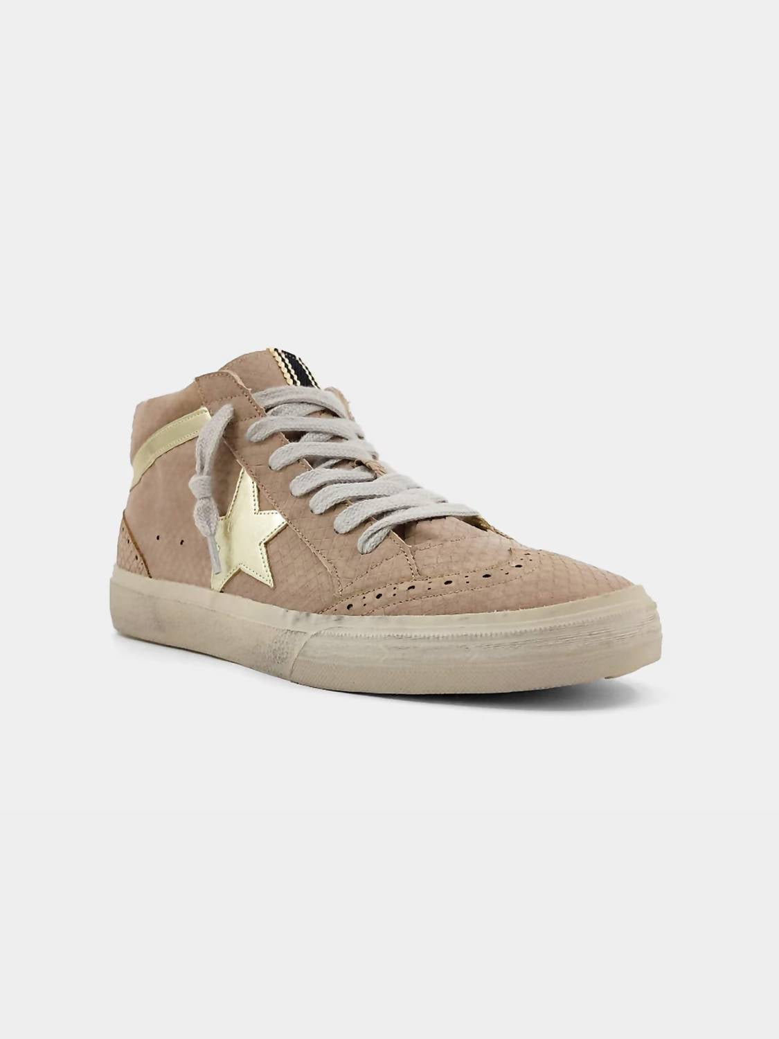SHU SHOP Women's Paulina High Top Sneaker in taupe - women's sneaker - detail view