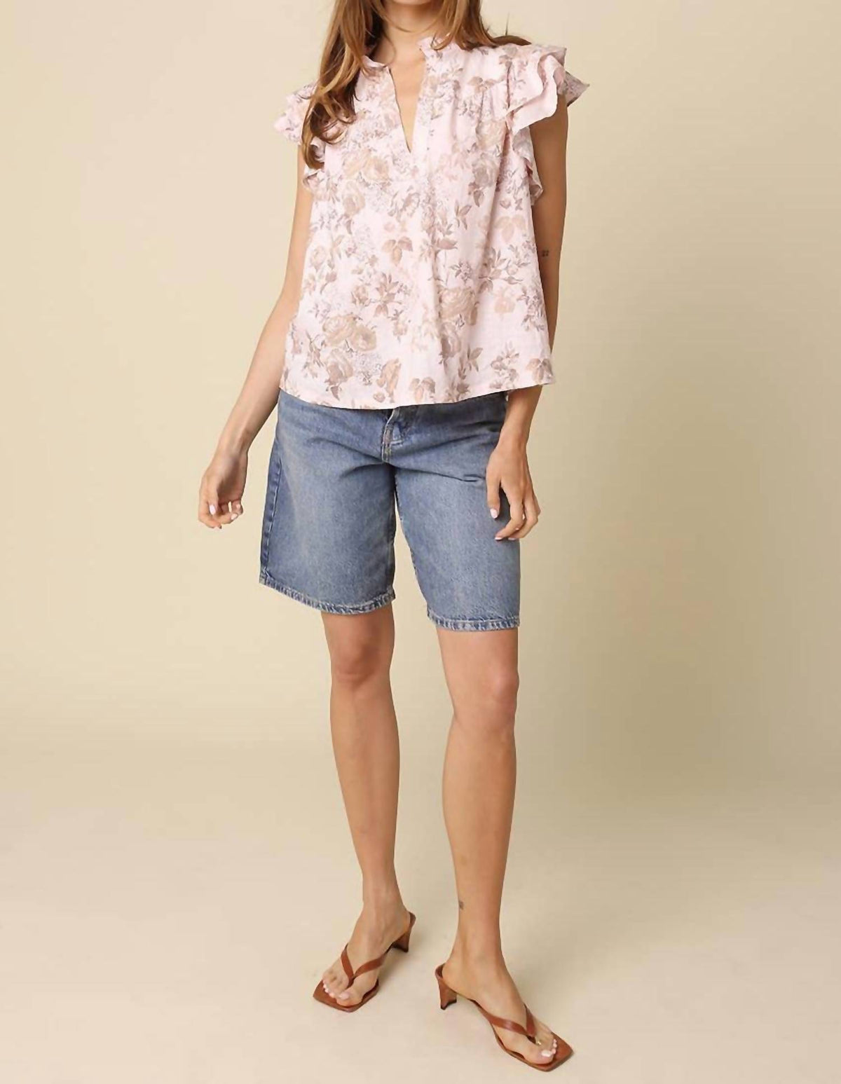 Olivaceous - Regina Floral Ruffle Blouse