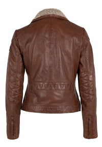 Mauritius - Women Jenja Lamb Leather Jacket With Teddy Fur Trim
