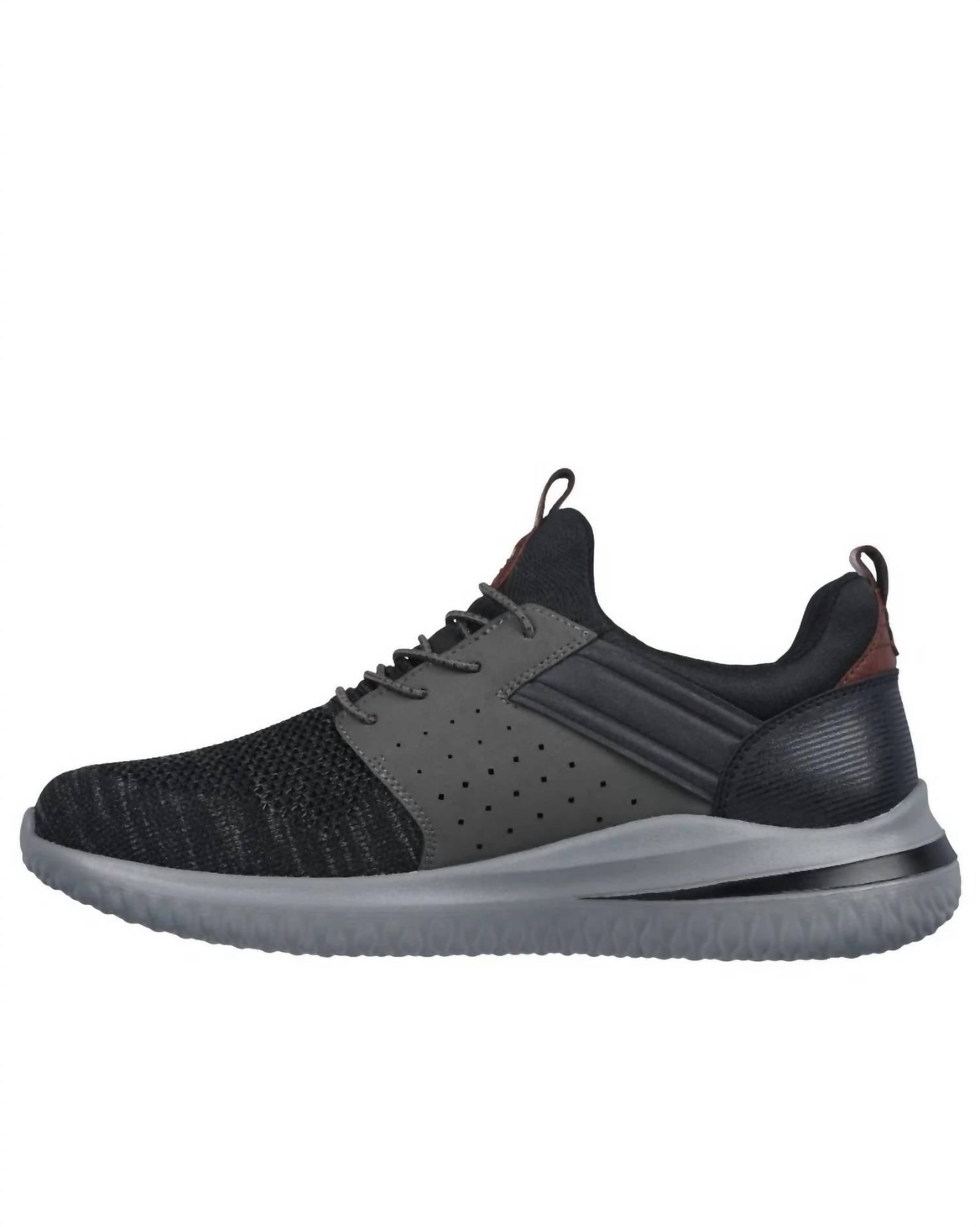 Skechers Men's Delson 3.0 Shoes in black gray - men's sneaker - detail view