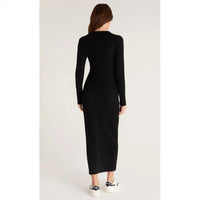 Z Supply Runaway Zip Henley Maxi Dress in black - women's dress - detail view