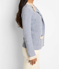 Nic + Zoe - Neutral Fringe Trim Jacket