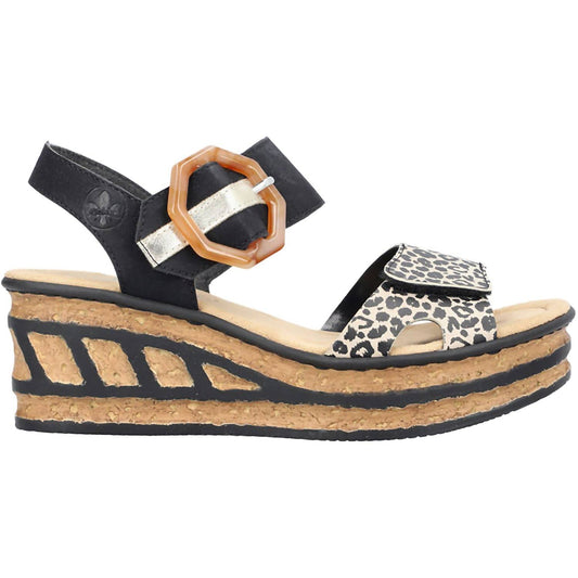 Rieker - Women's Faux Leather Wedge Sandals