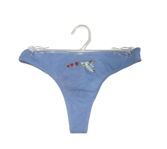 Love & Swans - Women's Bird/heart Embroidery Mesh Thong