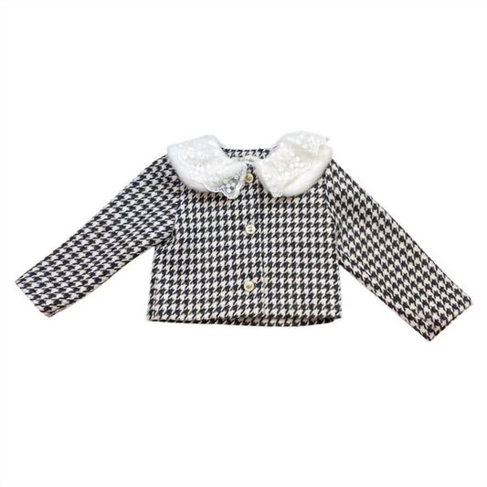Doe A Dear - Girls Lace Fur Houndstooth Jacket