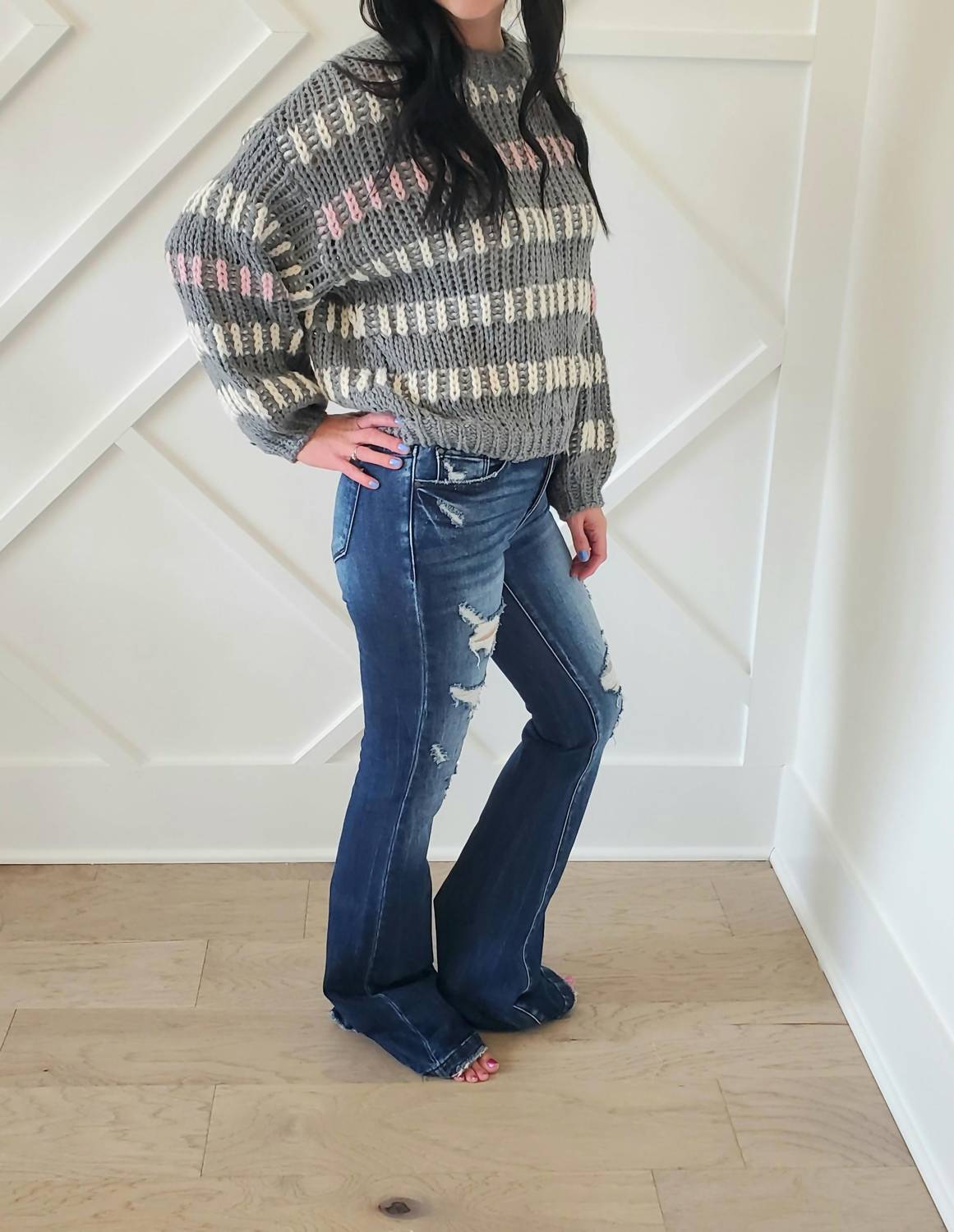 Adora - Puffy Sleeve Chunky Knit Sweater