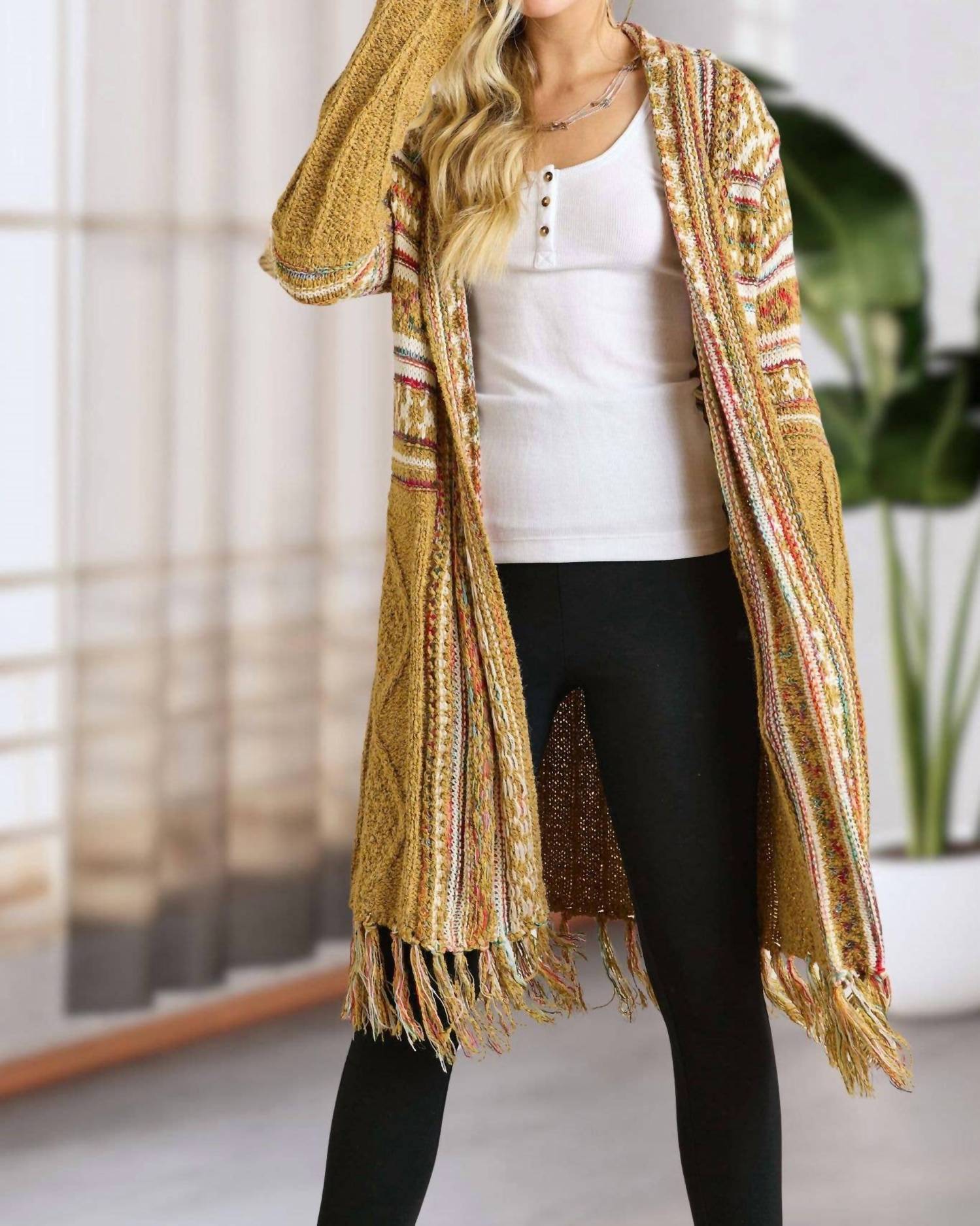 Adora - Maya Fringe Hem Aztec Cardigan
