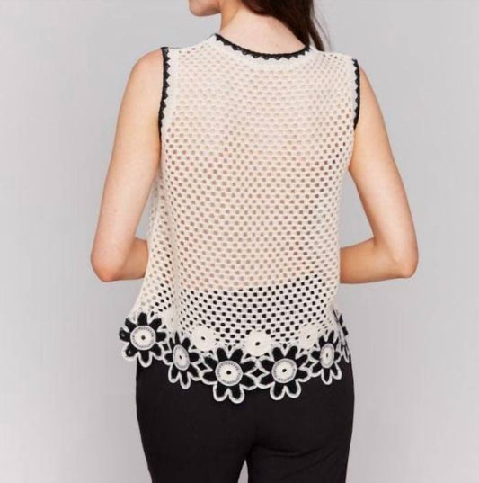 Charlie B - Border Flower Crochet Sleeveless Top