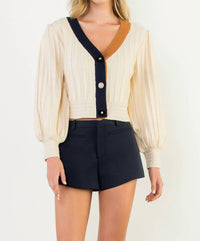 THML Colorblocked Cardigan in beige - women's cardigan - view 6