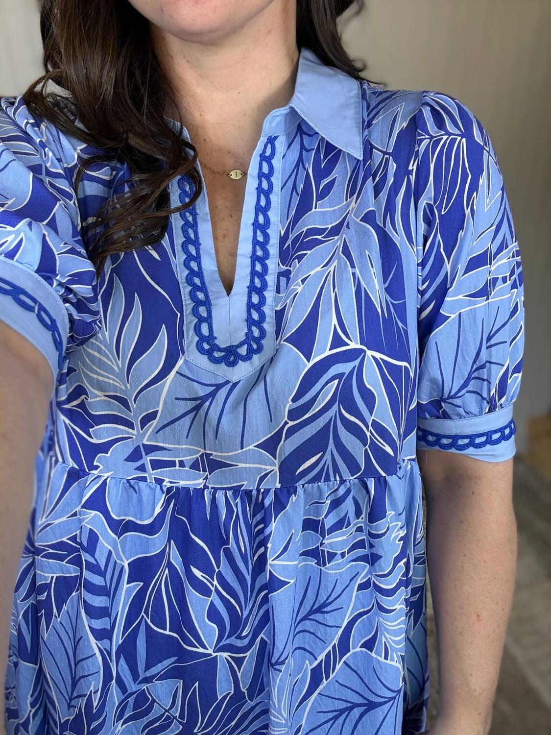 Umgee - Border Print V-neck Midi Dress