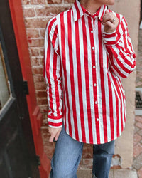 Prosperina - Stripe Paula Button Front Top