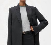 TWP Women's Perfect Boyfriend Blazer in charcoal - women's jacket - alternate view
