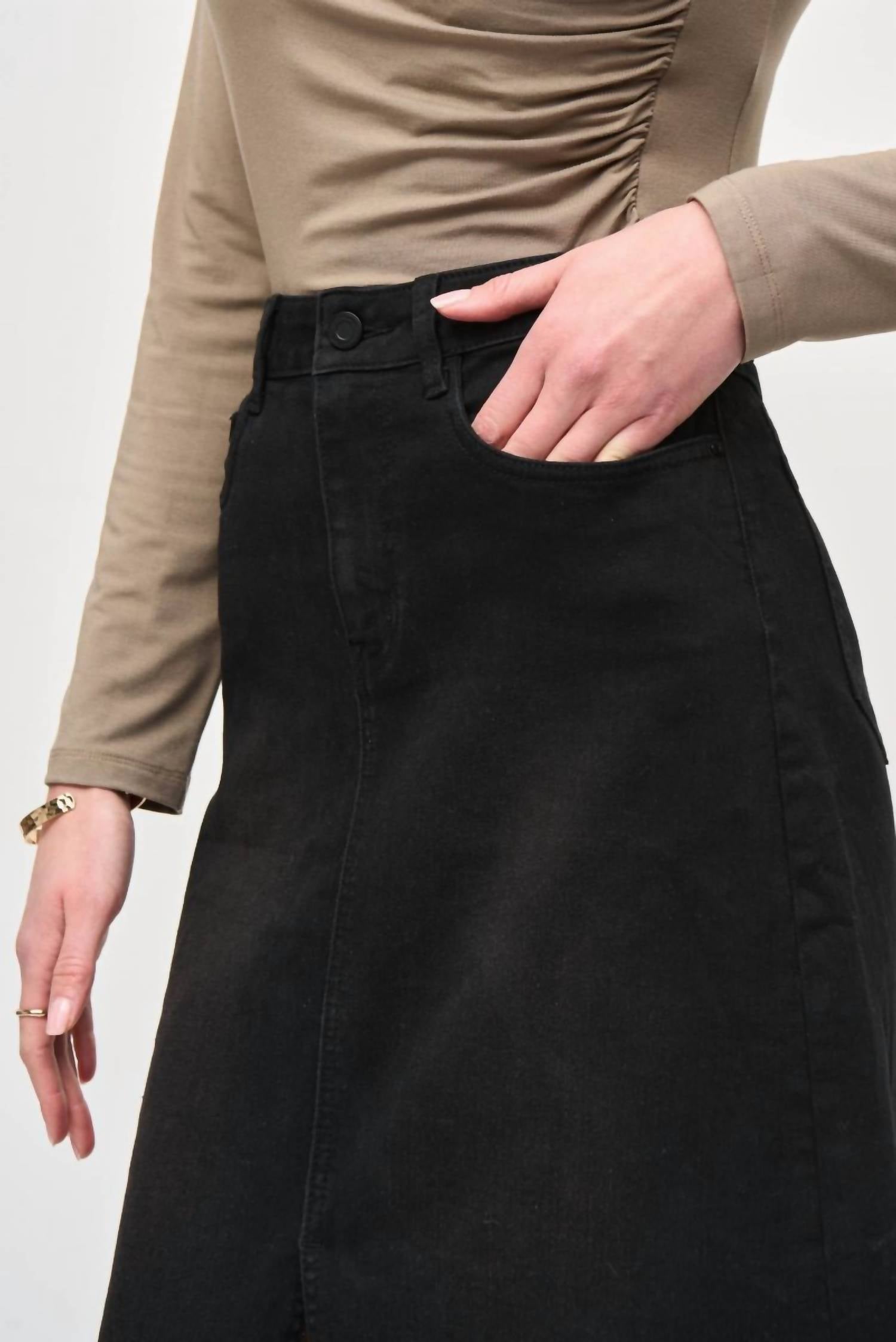 Joseph Ribkoff - Front Slit Midi Jean Skirt
