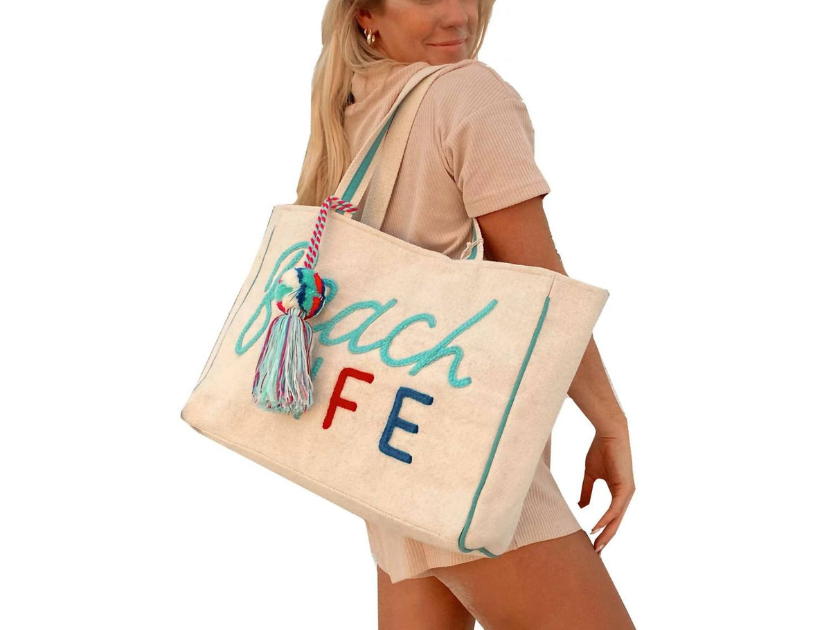 Katydid - Women's Beach Life Canvas Woven Tote Bag
