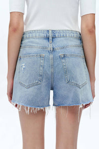 Bayeas - Kelly High Rise Raw Hem Denim Shorts