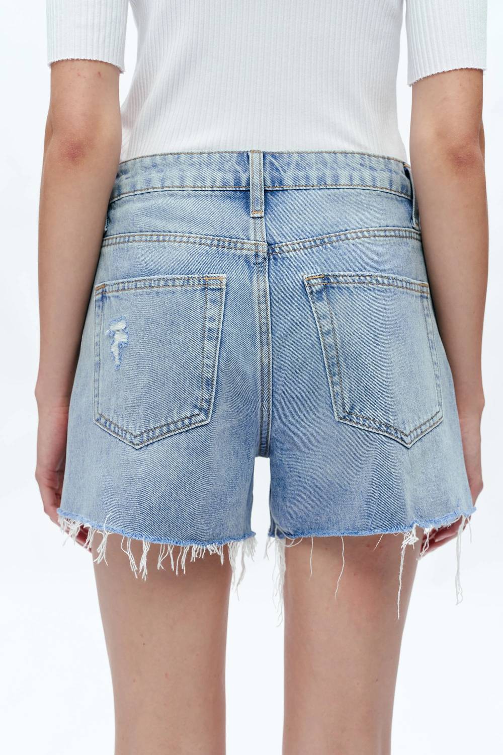Bayeas - Kelly High Rise Raw Hem Denim Shorts