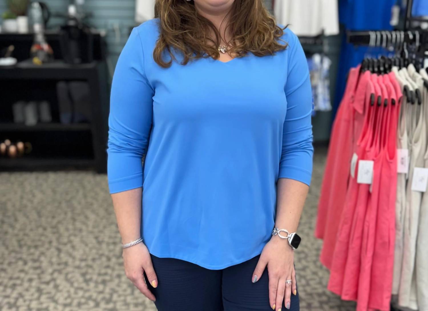 Multiples - 3/4 Sleeve V-neck Top