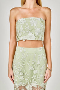 Endless Rose - Strapless Floral Embroidered Top