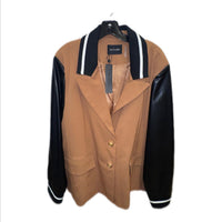 Dolce Cabo - Women's Racer Stripe Vegan Leather Sleeve Blazer