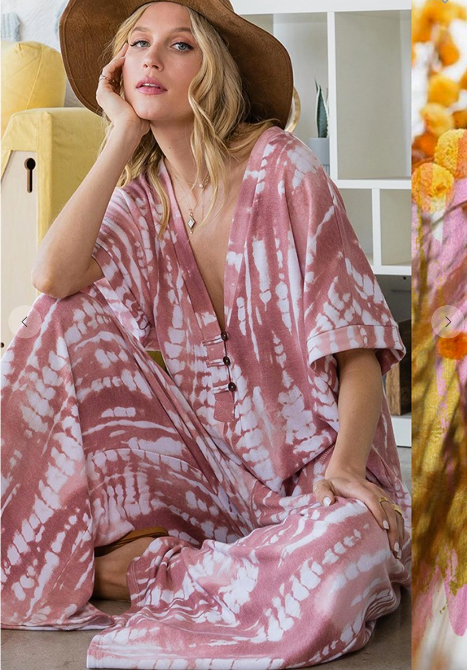 Bucketlist - Super Comfy And Cozy Tie Dye Print Jumpsuit