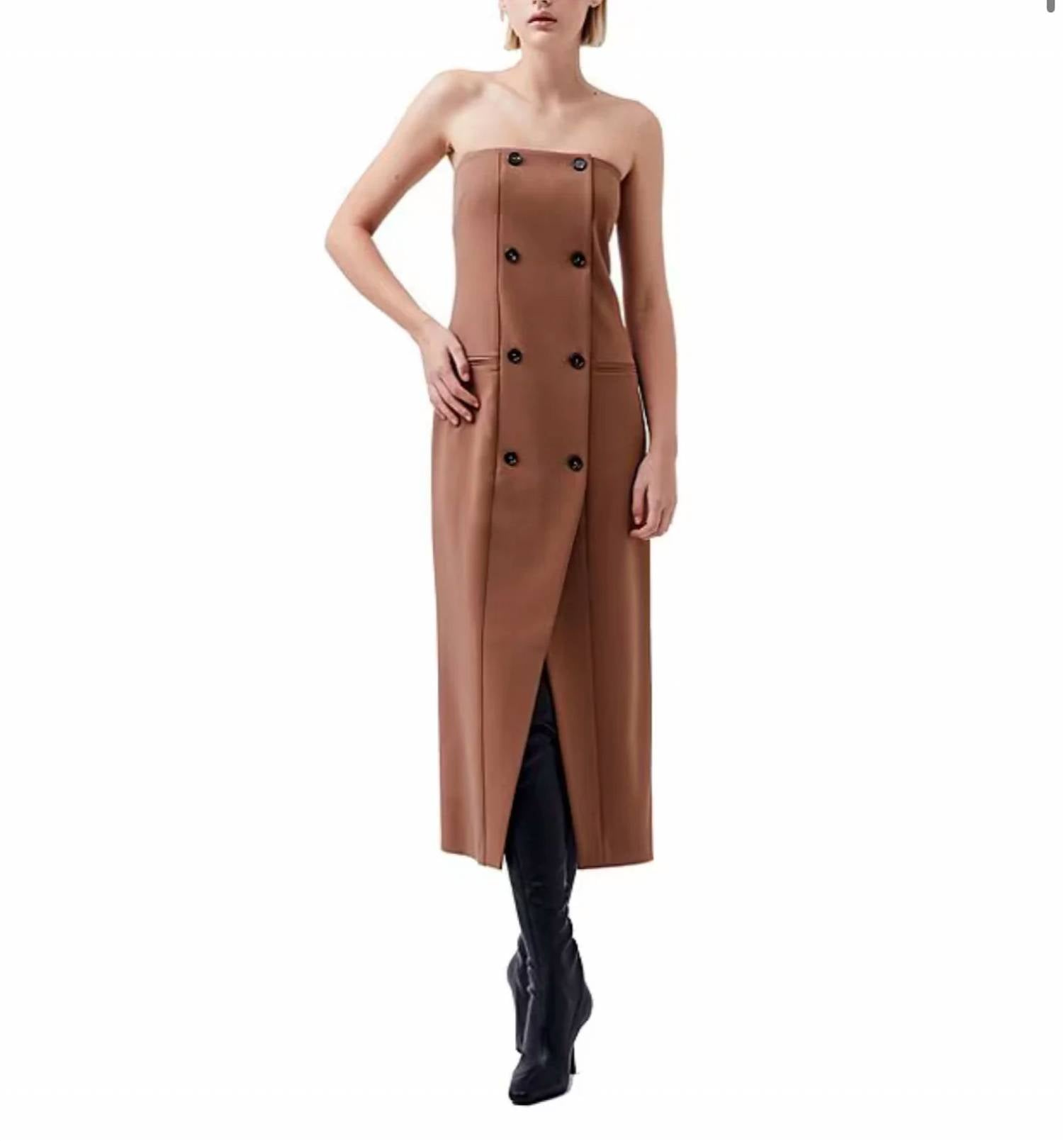French Connection - Azra Twill Strapless Midi Dress