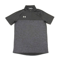 UNDER ARMOUR Men's Locker Jacquard Quarter Zip Shirt Top in black - men's long sleeve top