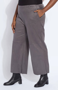 Lysse Amina Foil Ankle Wide Leg Faux Suede Pants in liquid charcoal - women's pants - alternate view