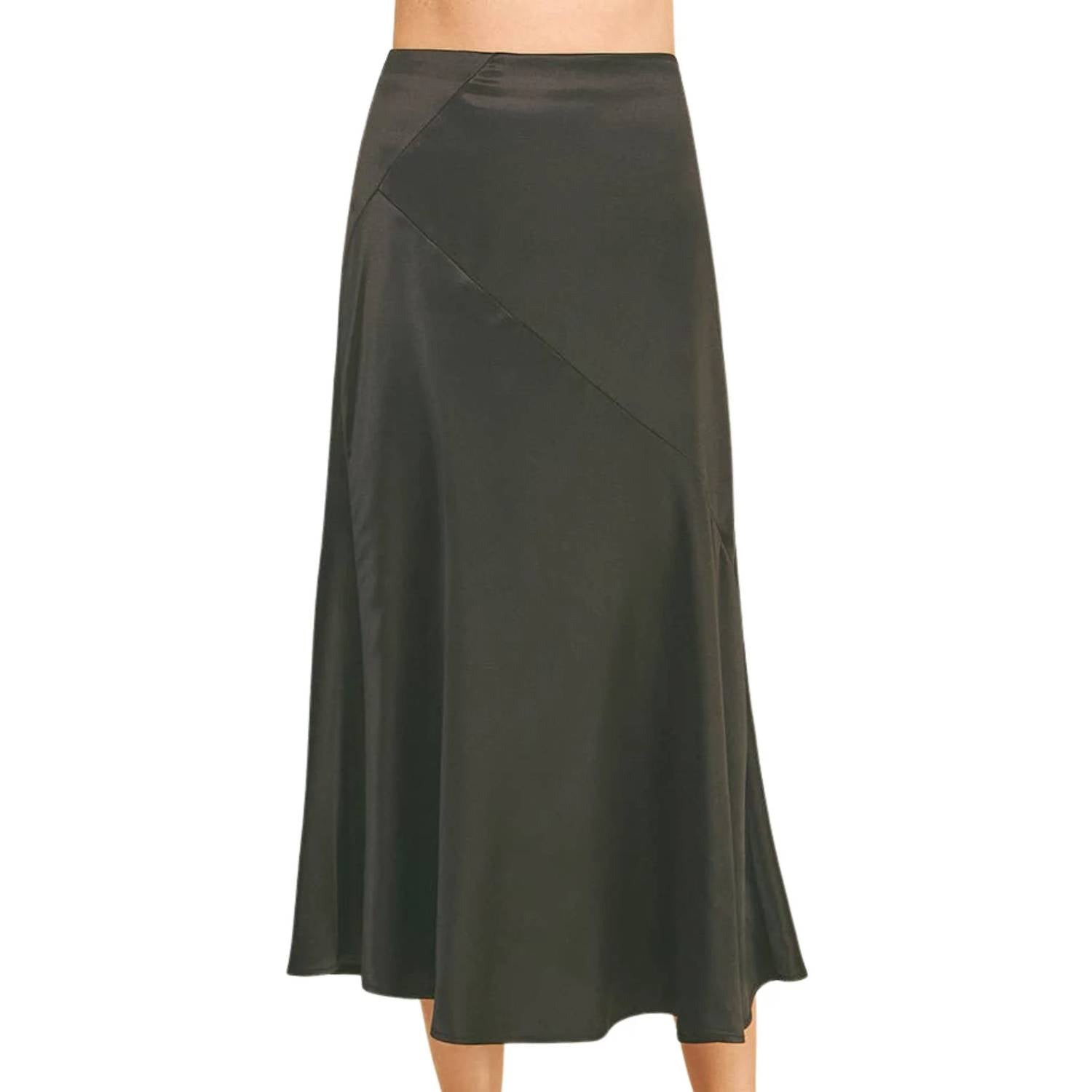 Pinch - Women's Silky Block Detailed Midi Skirt