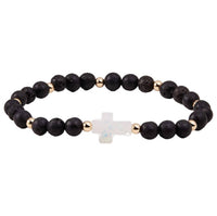 Holy Water Bracelet - Men's Lava Rock Cross Bracelet