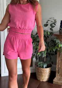 Bobi - Elastic Waist Pocket Beach Short