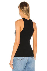 ANINE BING Eva Crewneck Tank Top in black - women's tank top - alternate view