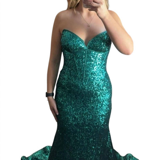 Jovani - Beaded Strapless Evening Wear Gown
