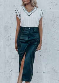 Mustard Seed Times Square Leather Midi Skirt in green - women's skirt - view 4