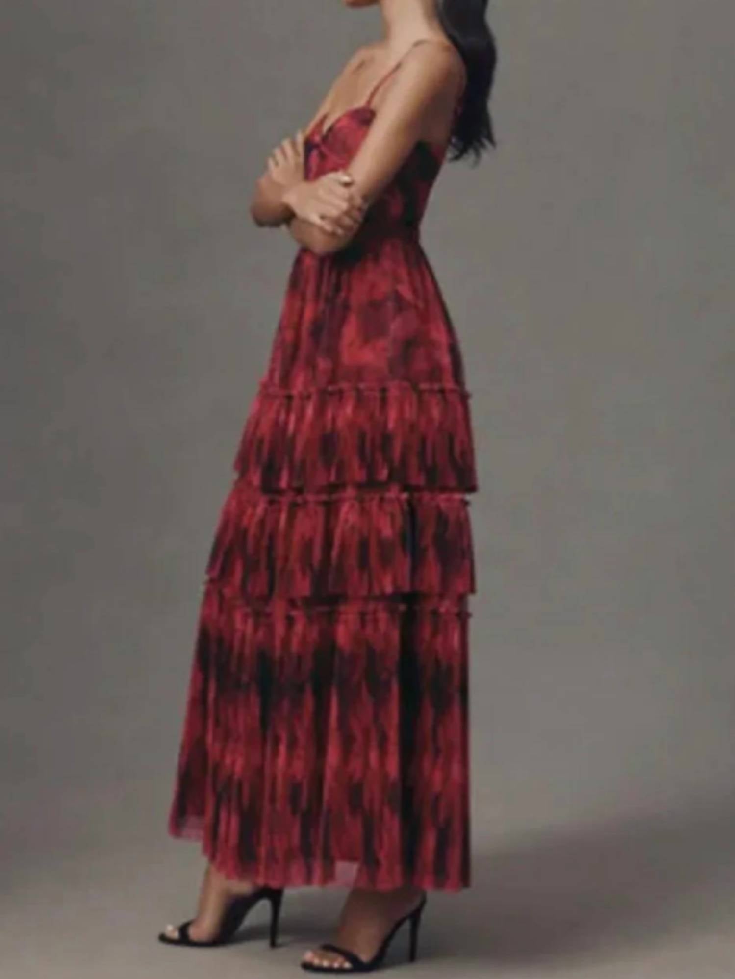 Hutch - Madelina Pleated Tulle Tiered Maxi Dress