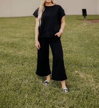 SEE AND BE SEEN Call My Jet Textured Pants in black - women's jeans