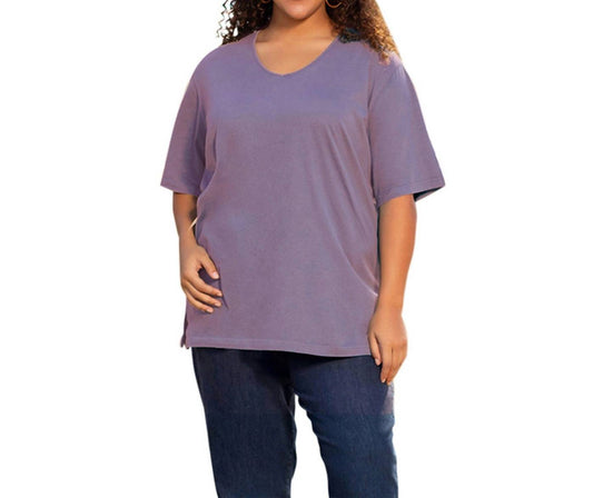 On The Plus Side - Jersey Short Sleeve V-Neck Tunic - Plus