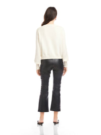 Fifteen Twenty Dena Ribbon Tie Sweater in black white - women's sweater - detail view